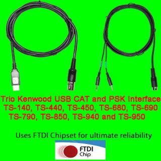 Trio Kenwood USB CAT + PSK31 Cable TS 450, TS 690, TS 790, TS850, TS 