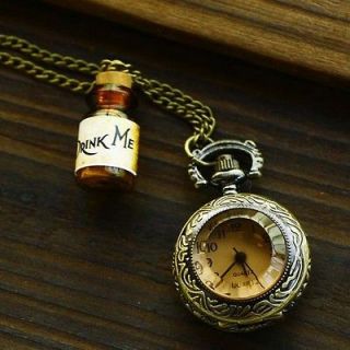 Newly listed F HOT SALE NEW DRINK ME Alice In Wonderland Pocket WATCH 