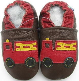 carozoo fire truck brown 3 4y soft sole leather toddler shoes