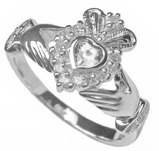 Newly listed Silver Diamond Claddagh Celtic Ladies Ring Irish sz 7 6 8 