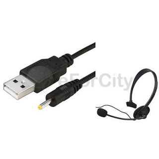 Black Wireless Controller Charge Cable Cord+Black Live Headset For 