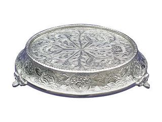 BEAUTIFULLY EMBOSSED WEDDING TAPERED SILVER CAKE STAND ROUND 14 