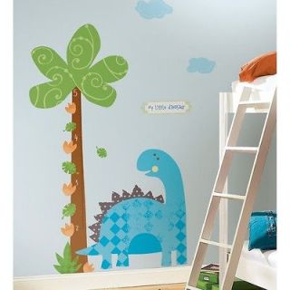 New BABY DINOSAUR GROWTH CHART WALL DECALS Kids Room Stickers Baby 