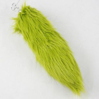 green furry faux fur fox tail key chain ftl004