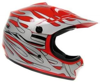 Youth Motocross Motorcross Dirt Bike MX Off Road ATV Helmet RED/Silver 