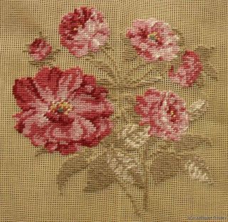 23x23 PREWORKED Needlepoint Canvas   Cottage SHABBY Pink CHIC Pale 