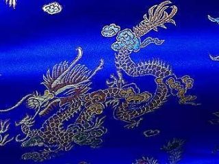 Asian Chinese Dragon Brocade Fabric Royal Blue 1.5 Yards Dressmaking