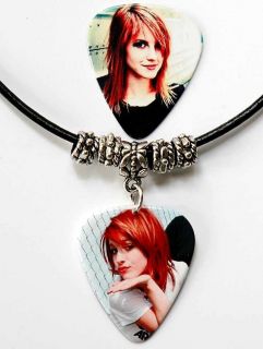 Hayley Williams Paramore Guitar Pick Black Leather Necklace
