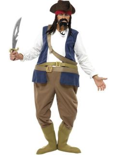 Adult Mens Fat Pirate Hooped Smiffys Fancy Dress Costume   M