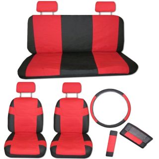   SEAT COVERS 11 PCS Set Superior Red Black Bucket Bench (Fits F 100