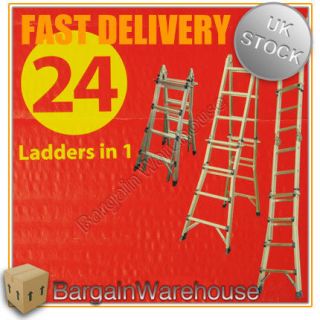 NEW 24 IN 1 FOLDING TELESCOPIC A FRAME EXTENDABLE LADDER 4.16M (416CM)