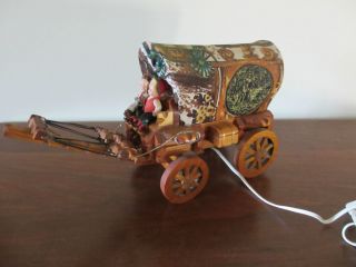 vintage Conestoga Covered Wagon wood, highly detailed, lights up TV 