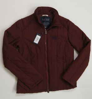 ARMANI JEANS Blouson Fitted Short Length Puffer Jackets Burgundy NEW 