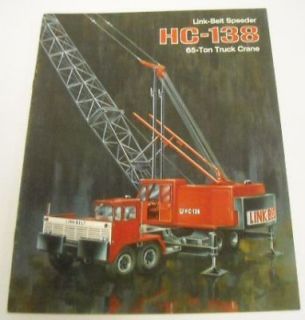 link belt speeder 1969 hc 138 truck crane sale brochure
