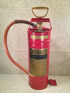 Antique Fire Extinguisher Fyr Fyter Metal with Great Brass Plates A1 