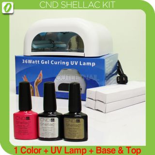 cnd shellac nail kit lamp base top coat 1 color