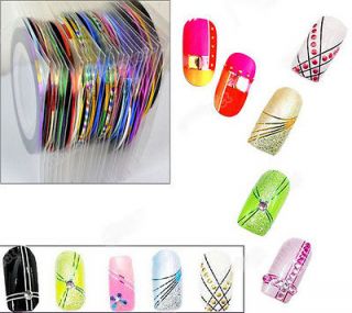 30Pcs Mixed Colors Rolls DIY Striping Tape Line for Nail Art 