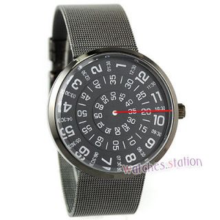 Military Black rotary Dial Steel Case Lady Quartz Wrist Watch Fashion 