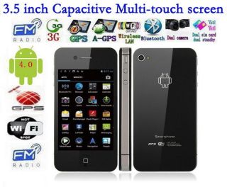 New Black 3.5 Android 4.0 8GB WIFI GPS 3G Smart Phone W007 STAR + 23 