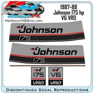 1987 & 1988 Johnson 175 HP V6 VRO Outboard Reproduction 5 Piece Vinyl 