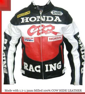 honda cbr red racing jacket made cowhide milled leather more