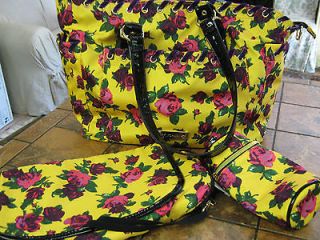 Betsey Johnson Yellow Twinkle Toes   Diaper bag,changing mat & bottle 