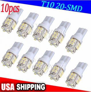 10x T10 W5W 194 168 501 Car White 20 SMD LED Inverted Side Wedge Light 