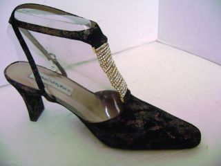 monzo franco jeweled dress black heels 10 nib $ 99 value  
