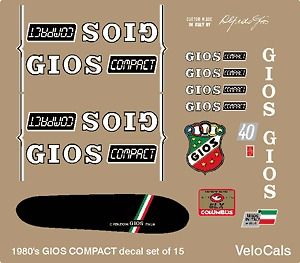 gios compact 1980s decal set of 15 