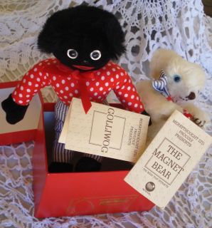 Merrythought Miniature Golliwog and Magnet Bear Perfect In Box