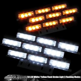 54 White & Amber LED Emergency Strobe Flash Lights/Lightbars Deck Dash 