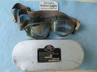 1937 German Luftwaffe Pilot Flying Helmet Goggles w Case & Spare Parts 