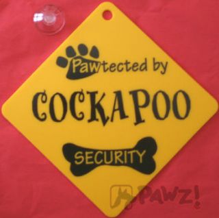 pawtected by cockapoo dog security window yellow sign time left