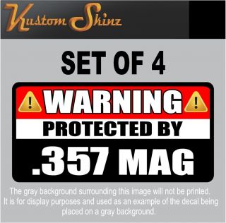 357 Magnum Warning Sticker 3 x 1.5 Firearm Gun .357 Mag Vinyl Decal 