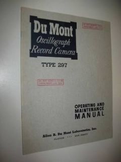 dumont type 297 oscillograph record camera manual 