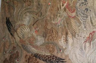 RARE ANTIQUE ASIAN CHINESE JAPANESE SILK EMBROIDERED WALL HANGING 