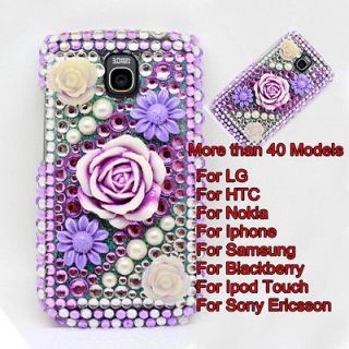 Purple Flower Diamond Crystal Hard Back Case Cover Skin For Mobile 