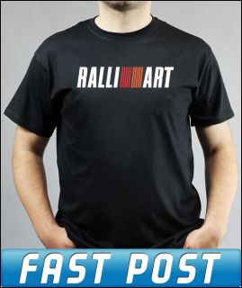 Ralliart Mitsubishi EVO Rally Racing Badge Black T Shirt *NEW*