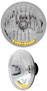 Peterbilt Kenworth Lights 7inch Crystal Headlight 10 Amber LED