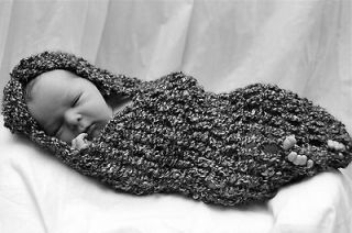 Newborn Baby Knit Hooded Cocoon Photography Studio Prop Brown (401)