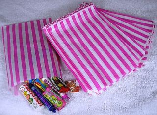 100 pink white stripe paper sweet bags wedding 5 x