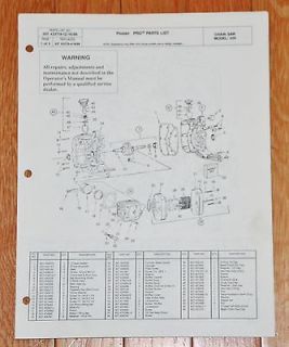 Vtg. Poulan PRO 525 Chain Saw Parts List Manual Pioneer Partner P52 