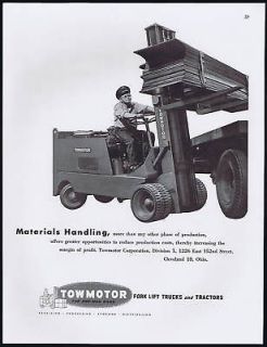 1947 towmotor fork lift truck tractors photo print ad time