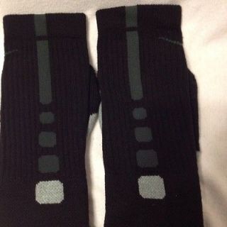 Custom Nike Elite Socks Black with Dark Green Stripes Medium Size 6 8