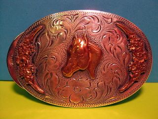 Antique Beautiful Solid Sterling Silver Diablo HORSE HEAD Belt Buckle 