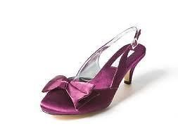 Aubergine/Purple Satin Low Heel Wedding/Prom Shoes   Heavenly SIZE uk6 