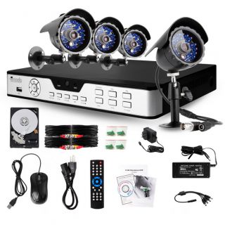   65ft IR Video Surveillance Camera System 4 Channel DVR 500g HD