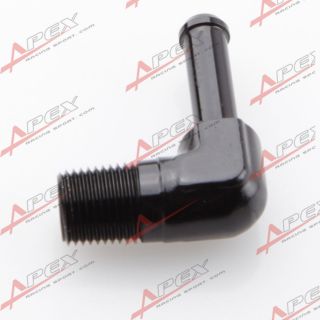 90 Degree 1 8 NPT to 1 4 Barb Adapter Fitting Aluminum Black AD43001 