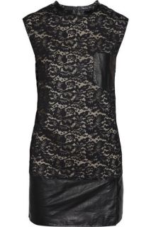 Phillip Lim Leather Lace Sleeveless Mini Dress 8 US