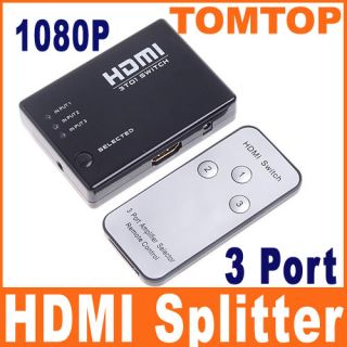 Port 1080p Video HDMI Switch Switcher Splitter for HDTV PS3 DVD with 